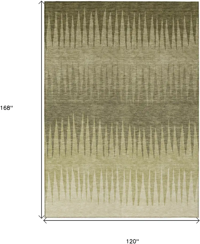 Green And Light Green Striped Washable Indoor Outdoor Area Rug Photo 3