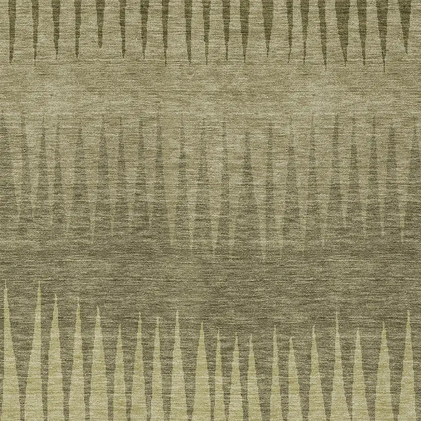 Green And Light Green Striped Washable Indoor Outdoor Area Rug Photo 6
