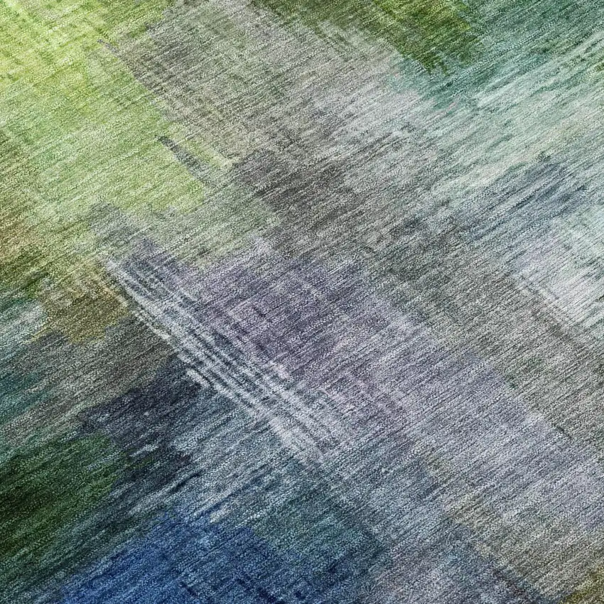 Green And Lime Green Abstract Washable Indoor Outdoor Area Rug Photo 6