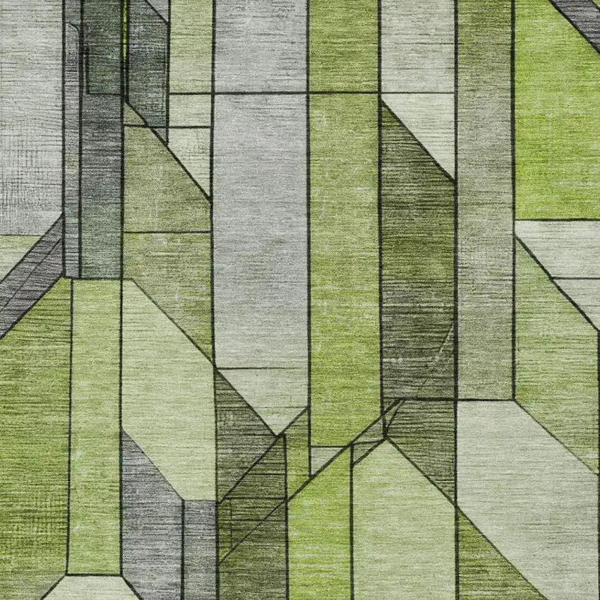 Green And Lime Green Geometric Washable Indoor Outdoor Area Rug Photo 8