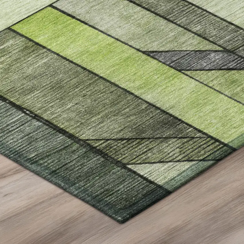 Green And Lime Green Geometric Washable Indoor Outdoor Area Rug Photo 5