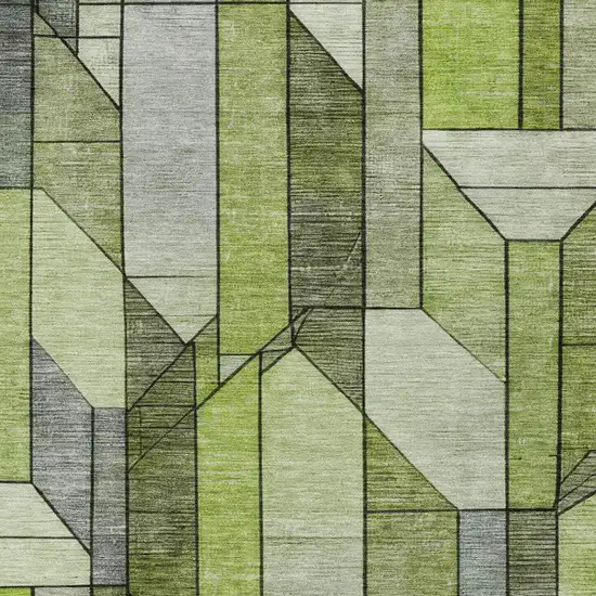 Green And Lime Green Geometric Washable Indoor Outdoor Area Rug Photo 5