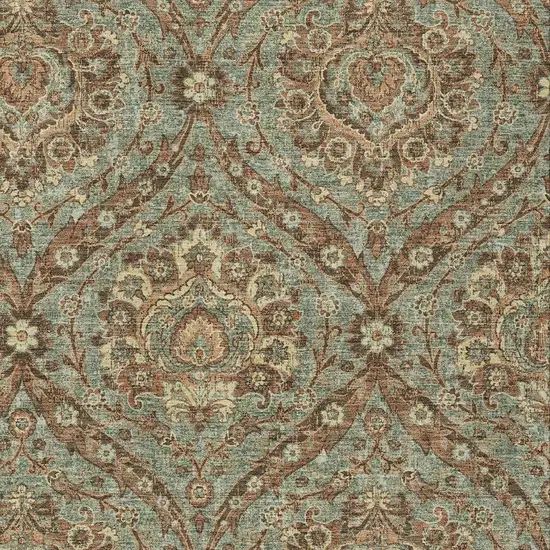 Green And Linen Floral Washable Indoor Outdoor Area Rug Photo 3