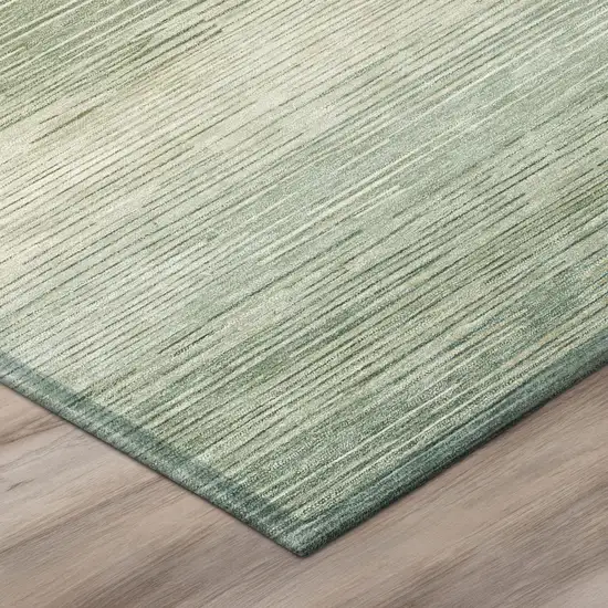 Green And Linen Striped Washable Indoor Outdoor Area Rug Photo 4