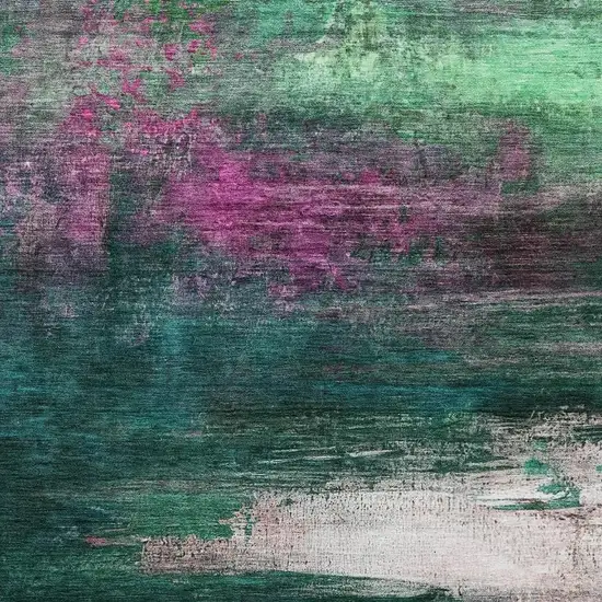 Green And Mauve Abstract Washable Area Rug With UV Protection Photo 6