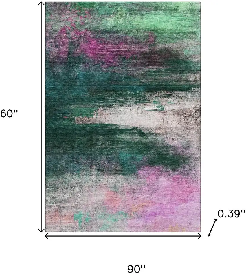Green And Mauve Abstract Washable Area Rug With UV Protection Photo 8