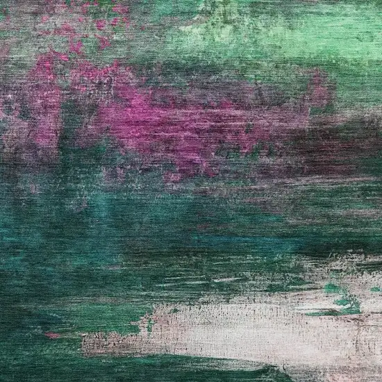 Green And Mauve Abstract Washable Area Rug With UV Protection Photo 7