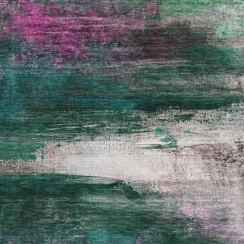 Green And Mauve Abstract Washable Area Rug With UV Protection Photo 3