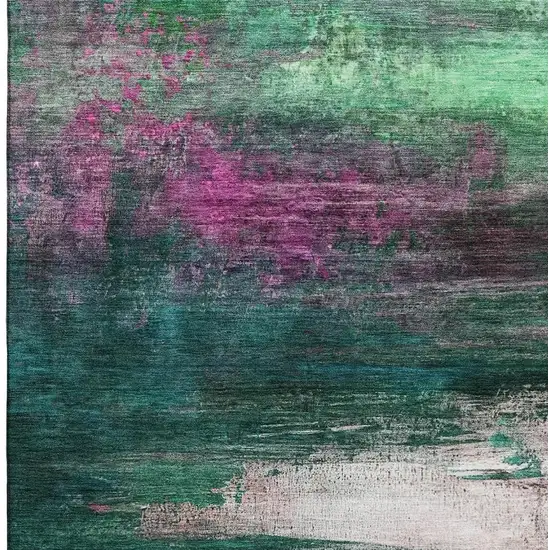 Green And Mauve Abstract Washable Area Rug With UV Protection Photo 3
