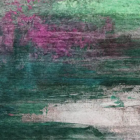 Green And Mauve Abstract Washable Area Rug With UV Protection Photo 7