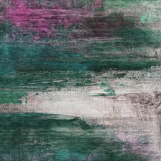 Green And Mauve Abstract Washable Area Rug With UV Protection Photo 7