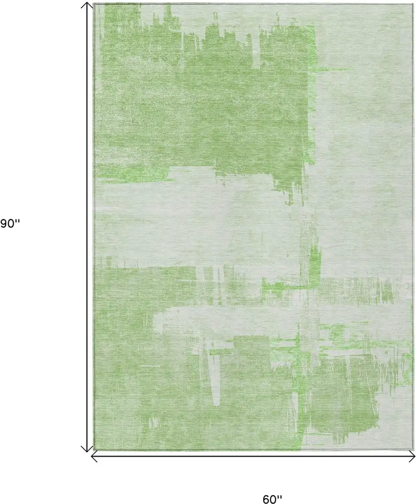 Green And Mint Green Abstract Washable Indoor Outdoor Area Rug Photo 9