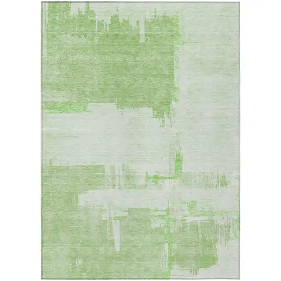 Green And Mint Green Abstract Washable Indoor Outdoor Area Rug Photo 1