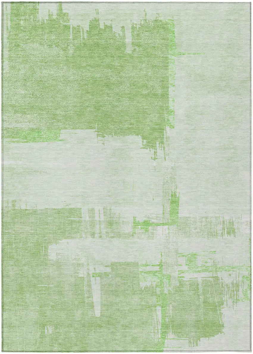 Green And Mint Green Abstract Washable Indoor Outdoor Area Rug Photo 1