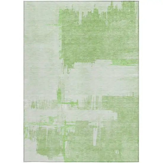 Green And Mint Green Abstract Washable Indoor Outdoor Area Rug Photo 4