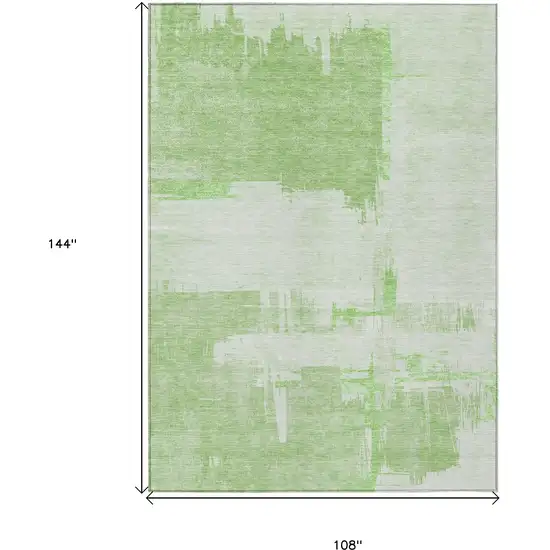 Green And Mint Green Abstract Washable Indoor Outdoor Area Rug Photo 9