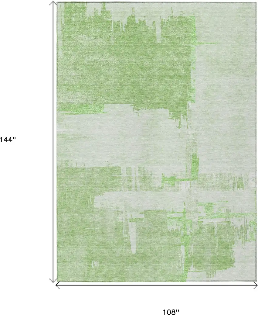 Green And Mint Green Abstract Washable Indoor Outdoor Area Rug Photo 9
