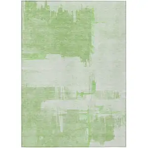 Photo of Green And Mint Green Abstract Washable Indoor Outdoor Area Rug