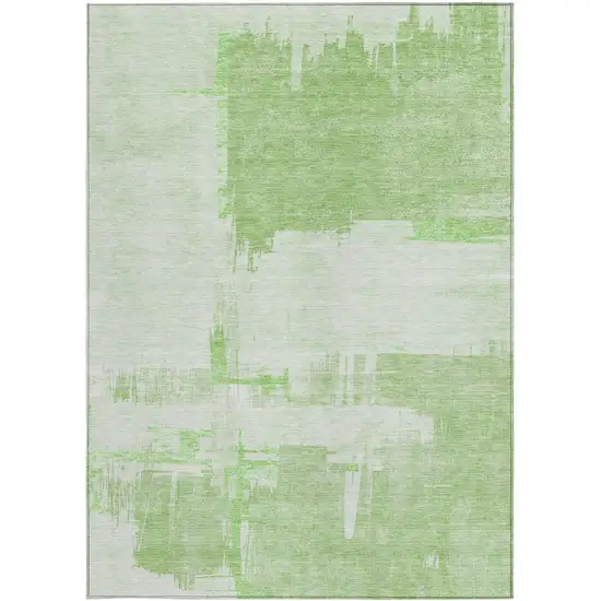 Green And Mint Green Abstract Washable Indoor Outdoor Area Rug Photo 4