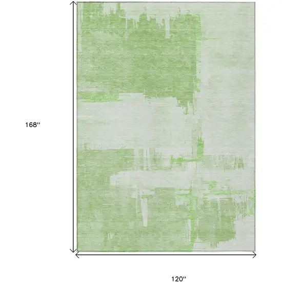 Green And Mint Green Abstract Washable Indoor Outdoor Area Rug Photo 9