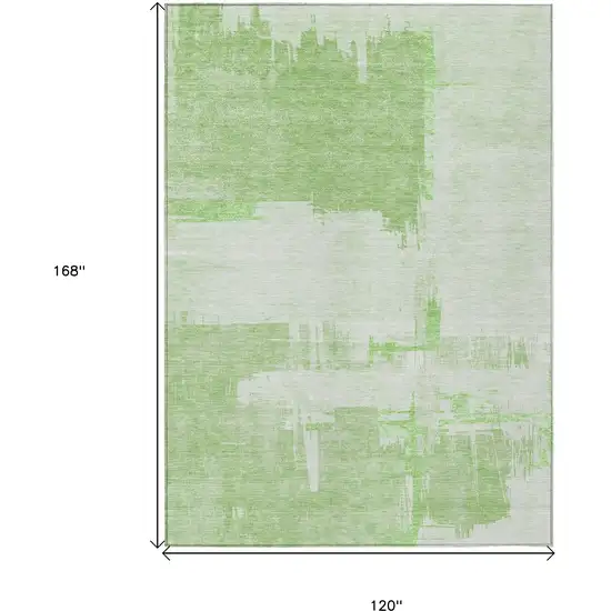 Green And Mint Green Abstract Washable Indoor Outdoor Area Rug Photo 9