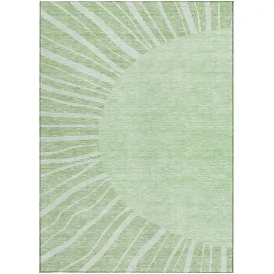 Green And Mint Green Abstract Washable Indoor Outdoor Area Rug Photo 5