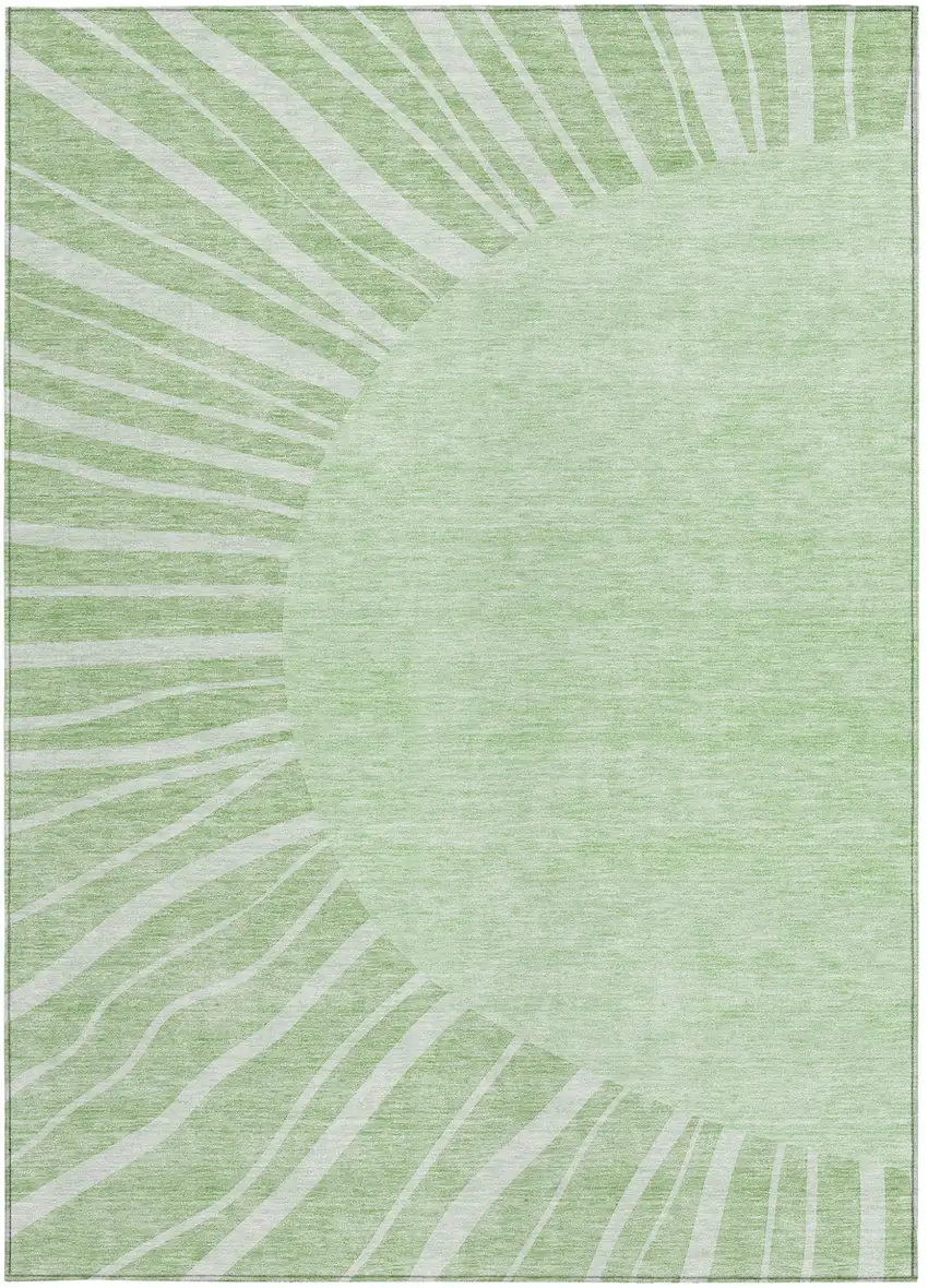 Green And Mint Green Abstract Washable Indoor Outdoor Area Rug Photo 5