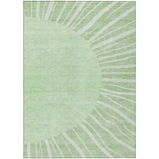 Green And Mint Green Abstract Washable Indoor Outdoor Area Rug Photo 2