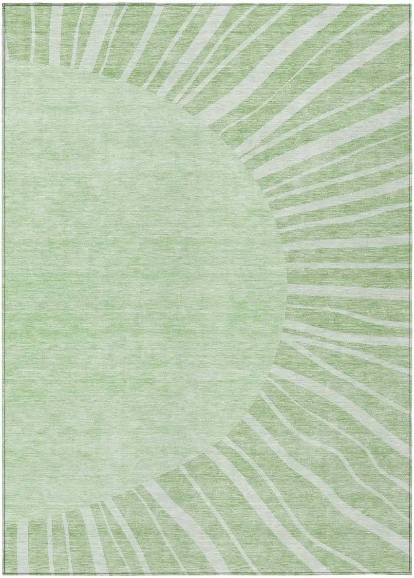 Green And Mint Green Abstract Washable Indoor Outdoor Area Rug Photo 2