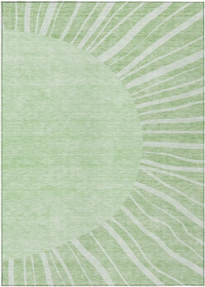 Green And Mint Green Abstract Washable Indoor Outdoor Area Rug Photo 2