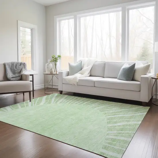 Green And Mint Green Abstract Washable Indoor Outdoor Area Rug Photo 9