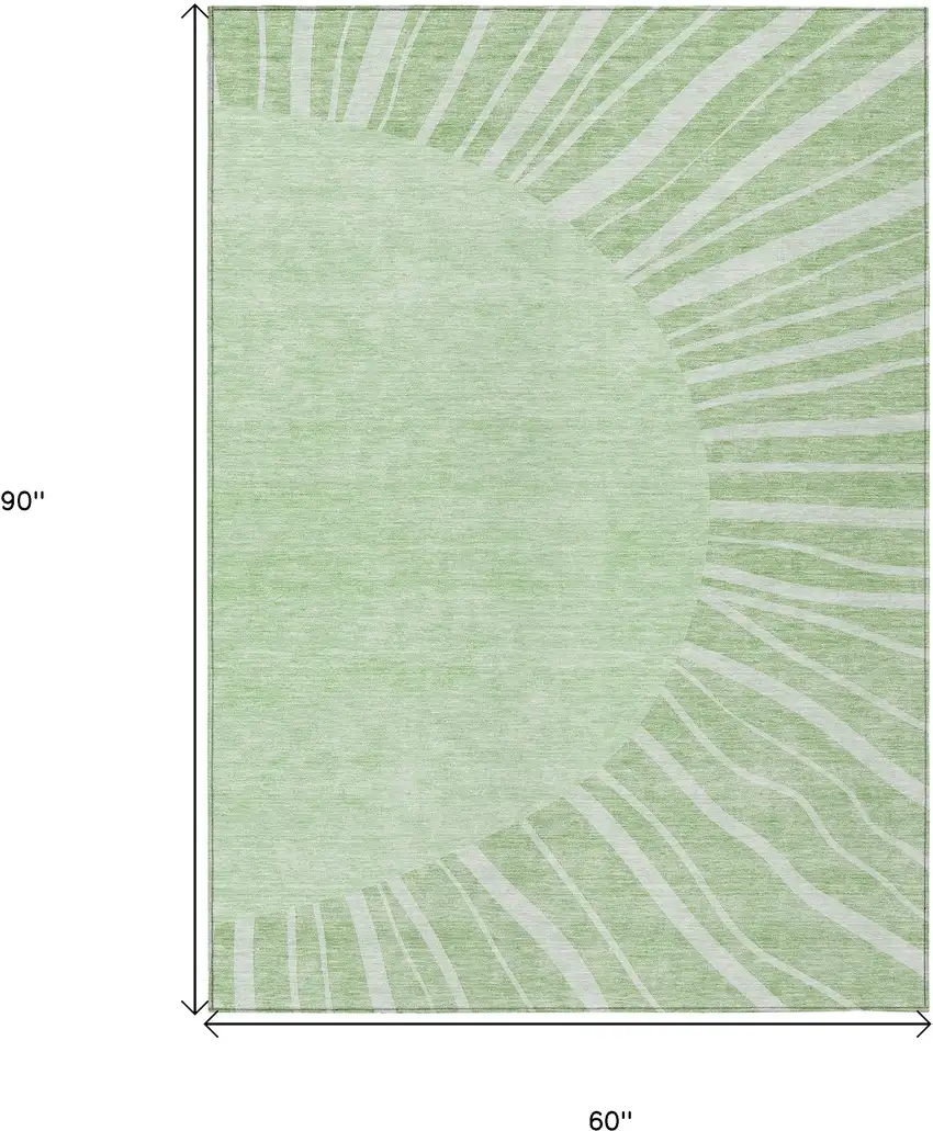 Green And Mint Green Abstract Washable Indoor Outdoor Area Rug Photo 3
