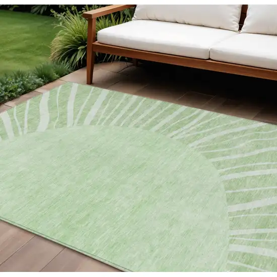 Green And Mint Green Abstract Washable Indoor Outdoor Area Rug Photo 1