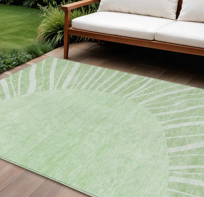 Green And Mint Green Abstract Washable Indoor Outdoor Area Rug Photo 1