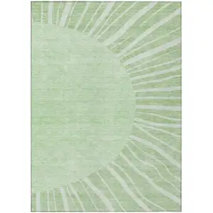 Photo of Green And Mint Green Abstract Washable Indoor Outdoor Area Rug