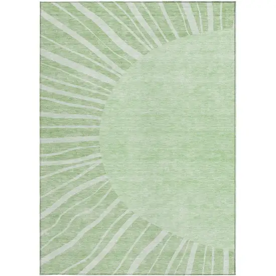 Green And Mint Green Abstract Washable Indoor Outdoor Area Rug Photo 6