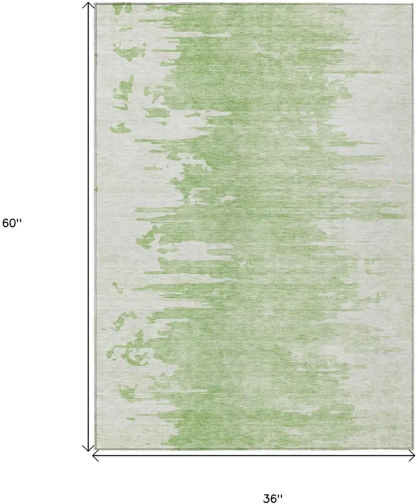 Green And Mint Green Abstract Washable Indoor Outdoor Area Rug Photo 3