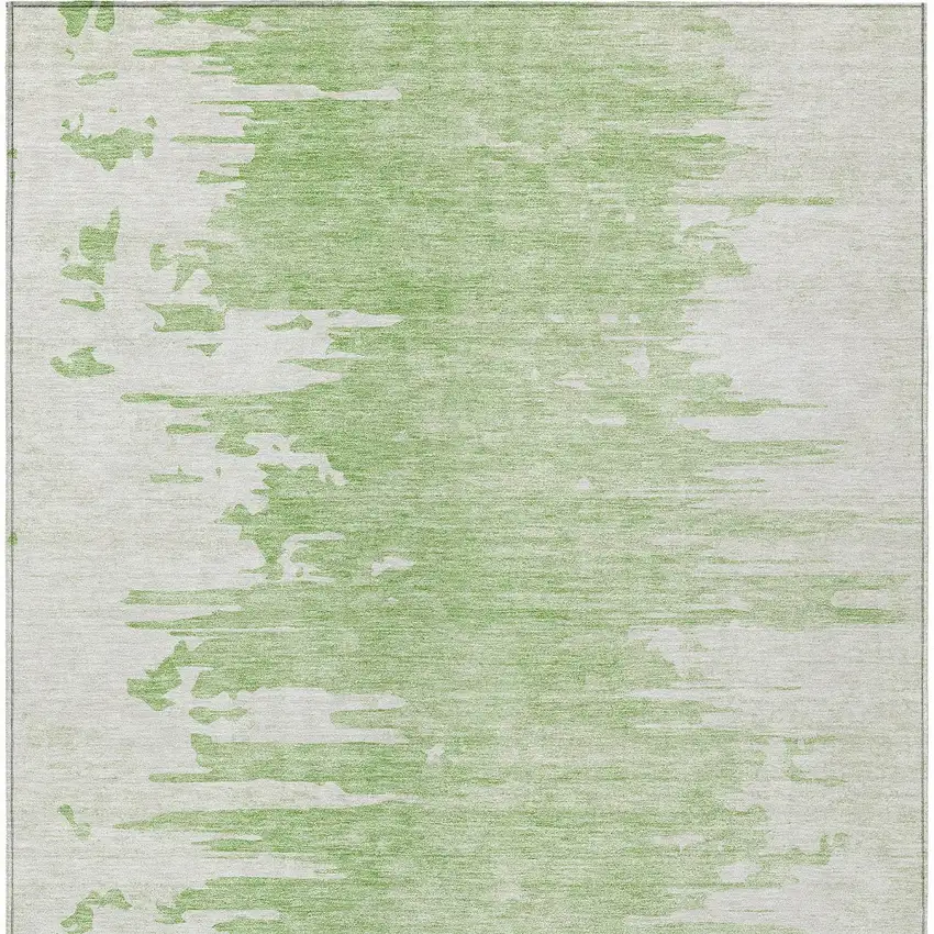 Green And Mint Green Abstract Washable Indoor Outdoor Area Rug Photo 4