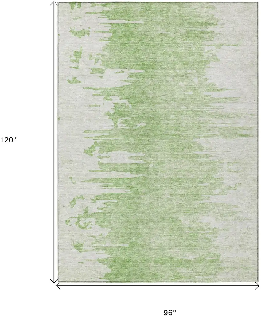 Green And Mint Green Abstract Washable Indoor Outdoor Area Rug Photo 9