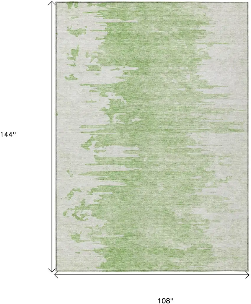 Green And Mint Green Abstract Washable Indoor Outdoor Area Rug Photo 3