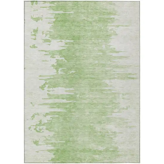 Green And Mint Green Abstract Washable Indoor Outdoor Area Rug Photo 2