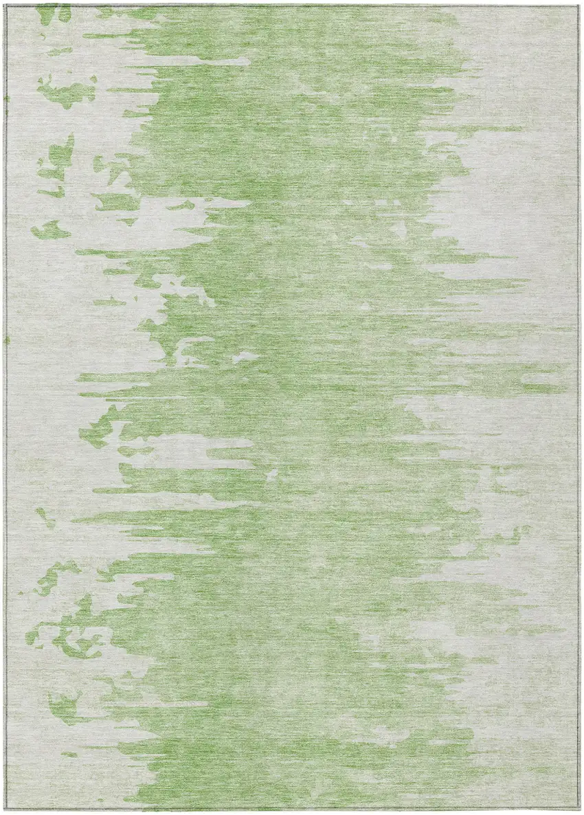 Green And Mint Green Abstract Washable Indoor Outdoor Area Rug Photo 2