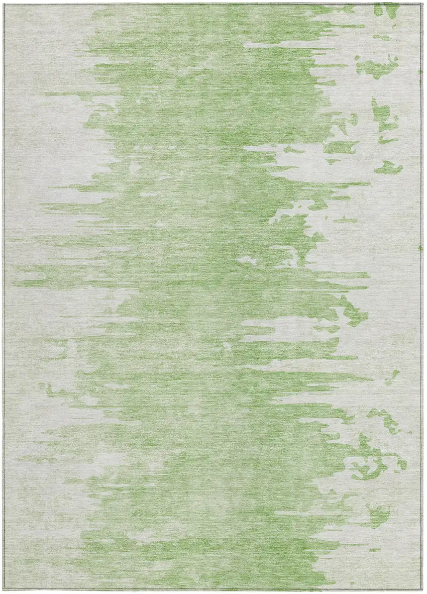 Green And Mint Green Abstract Washable Indoor Outdoor Area Rug Photo 5