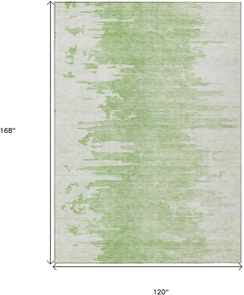 Green And Mint Green Abstract Washable Indoor Outdoor Area Rug Photo 3