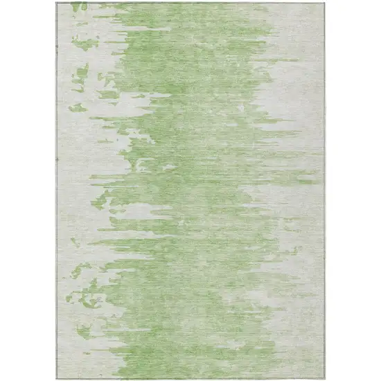 Green And Mint Green Abstract Washable Indoor Outdoor Area Rug Photo 1