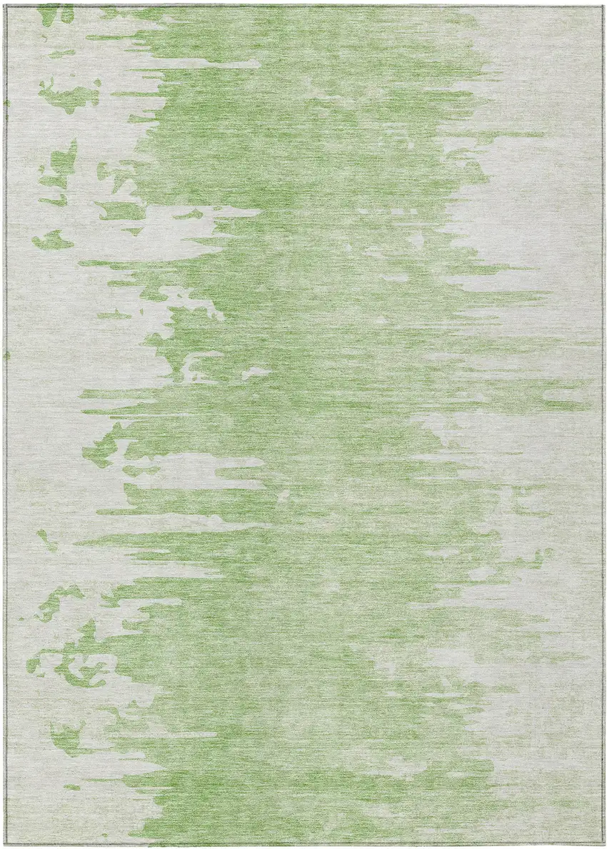 Green And Mint Green Abstract Washable Indoor Outdoor Area Rug Photo 1