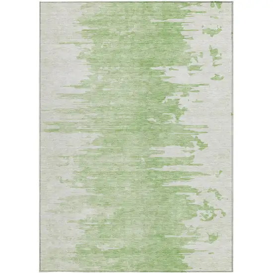 Green And Mint Green Abstract Washable Indoor Outdoor Area Rug Photo 5