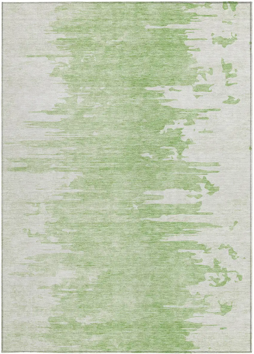 Green And Mint Green Abstract Washable Indoor Outdoor Area Rug Photo 5