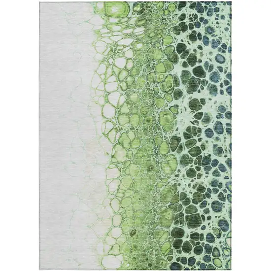 Green And Mint Green Abstract Washable Indoor Outdoor Area Rug Photo 5