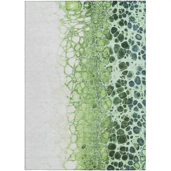 Green And Mint Green Abstract Washable Indoor Outdoor Area Rug Photo 5
